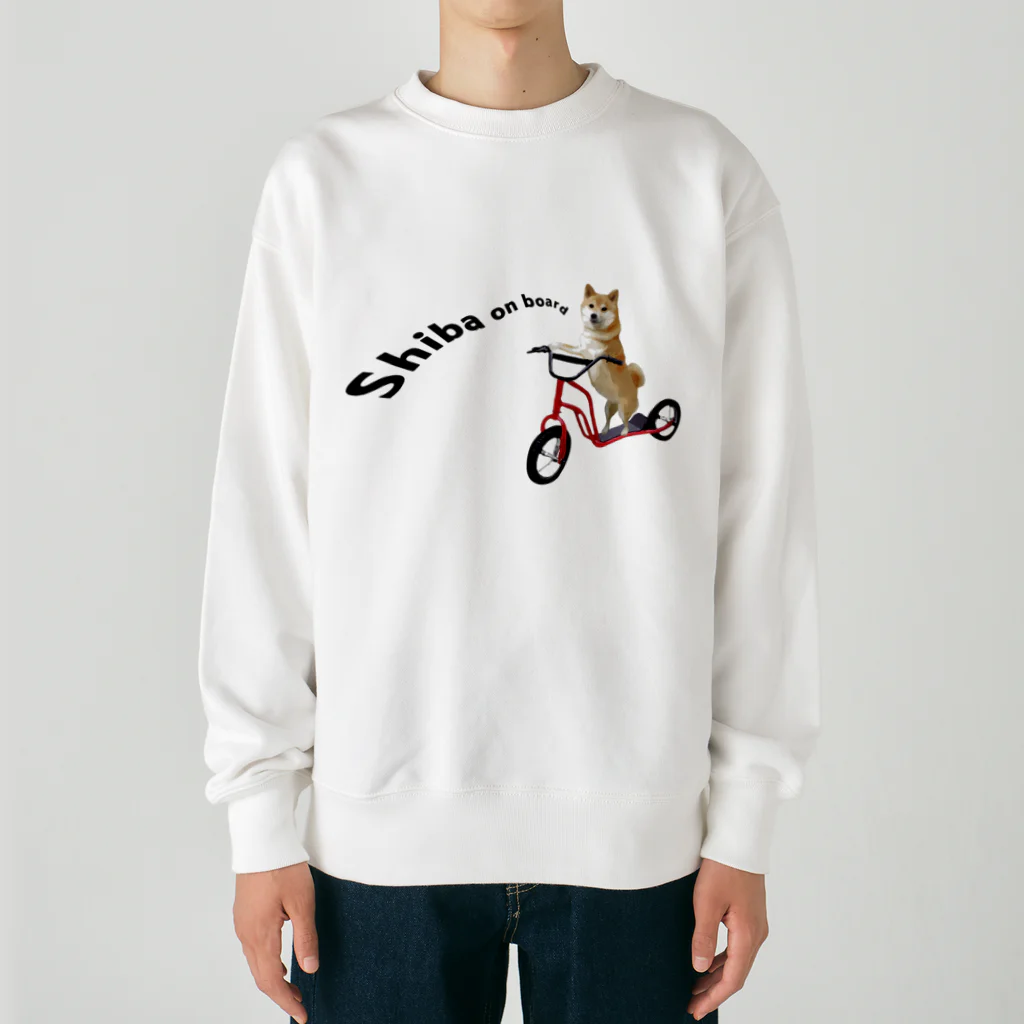 犬グッズの店しえるぶるーのキックボードに乗った柴犬 Heavyweight Crew Neck Sweatshirt