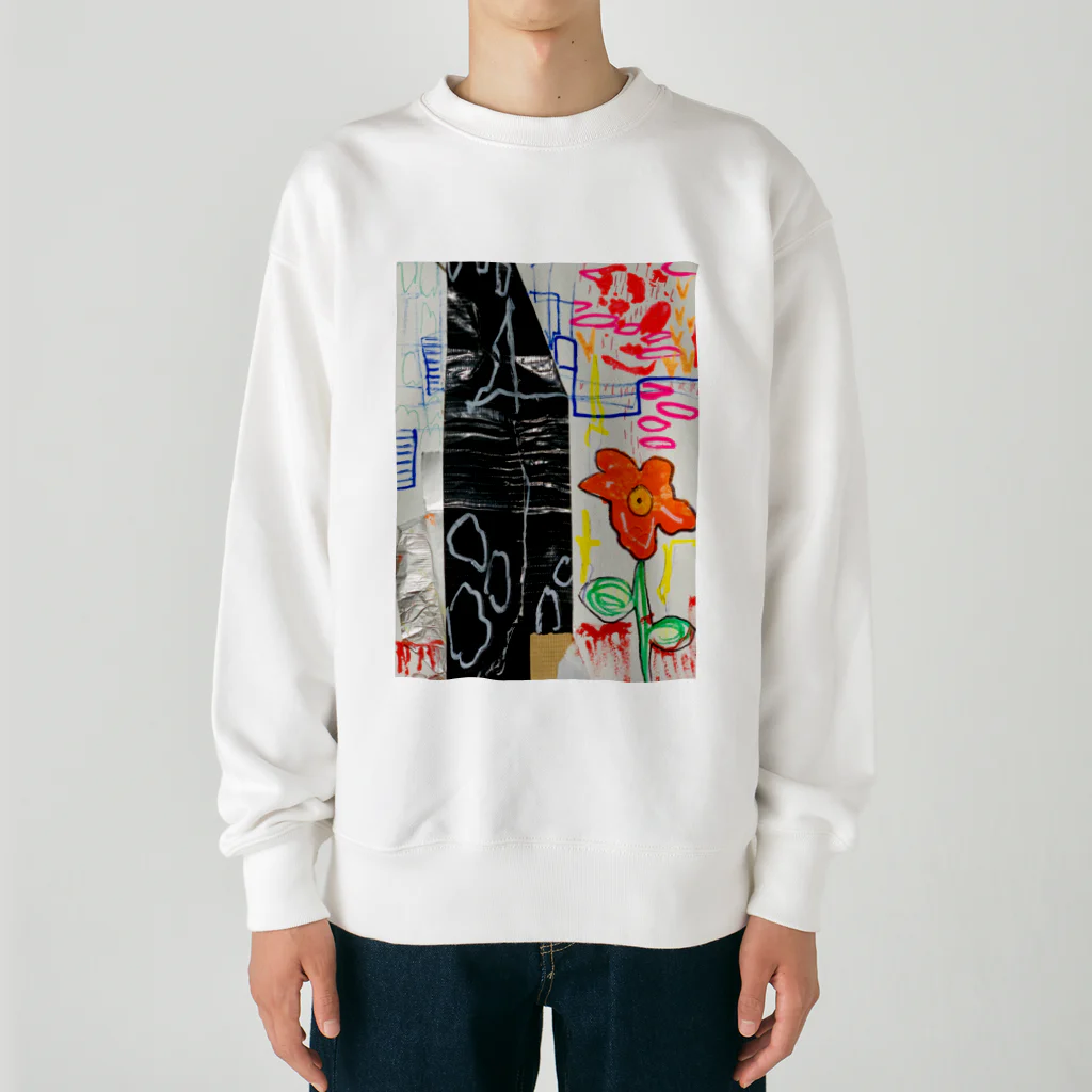 ヒラモトユミエのdrawing「おはな」 Heavyweight Crew Neck Sweatshirt