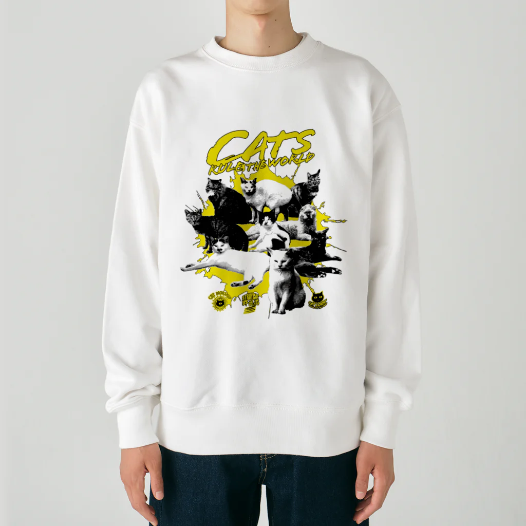 LONESOME TYPE ススの猫が世界を支配する（黄） Heavyweight Crew Neck Sweatshirt