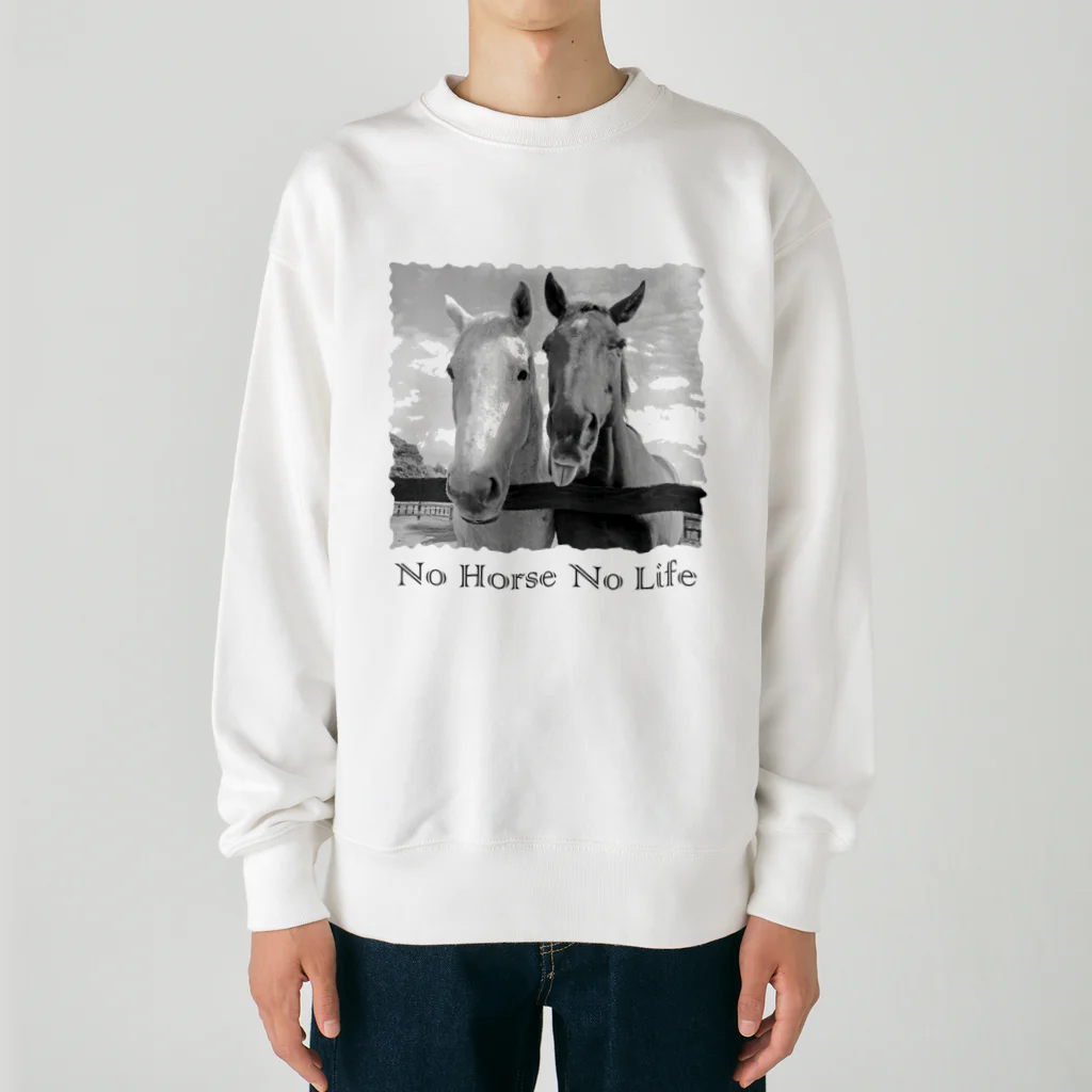 SHOP HAPPY HORSES（馬グッズ）のスピプー（モノクロ） Heavyweight Crew Neck Sweatshirt