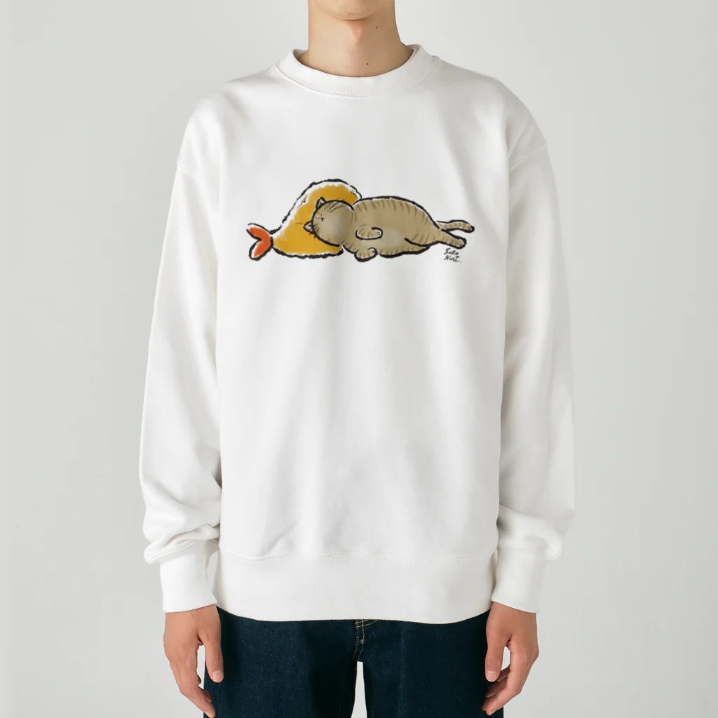 サトウノリコ*のピスピスゆーて寝るネコ【キジトラ】 Heavyweight Crew Neck Sweatshirt