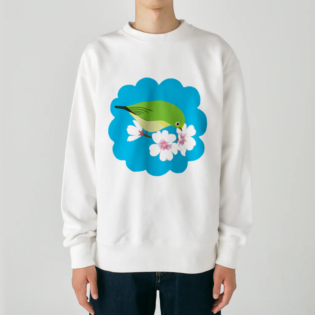 LalaHangeulの桜とメジロさん Heavyweight Crew Neck Sweatshirt