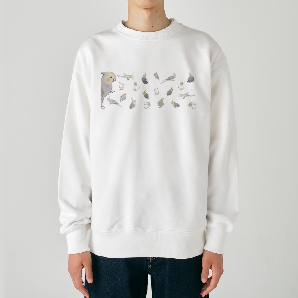 まめるりはことりのあつまれオカメインコちゃん【まめるりはことり】 Heavyweight Crew Neck Sweatshirt
