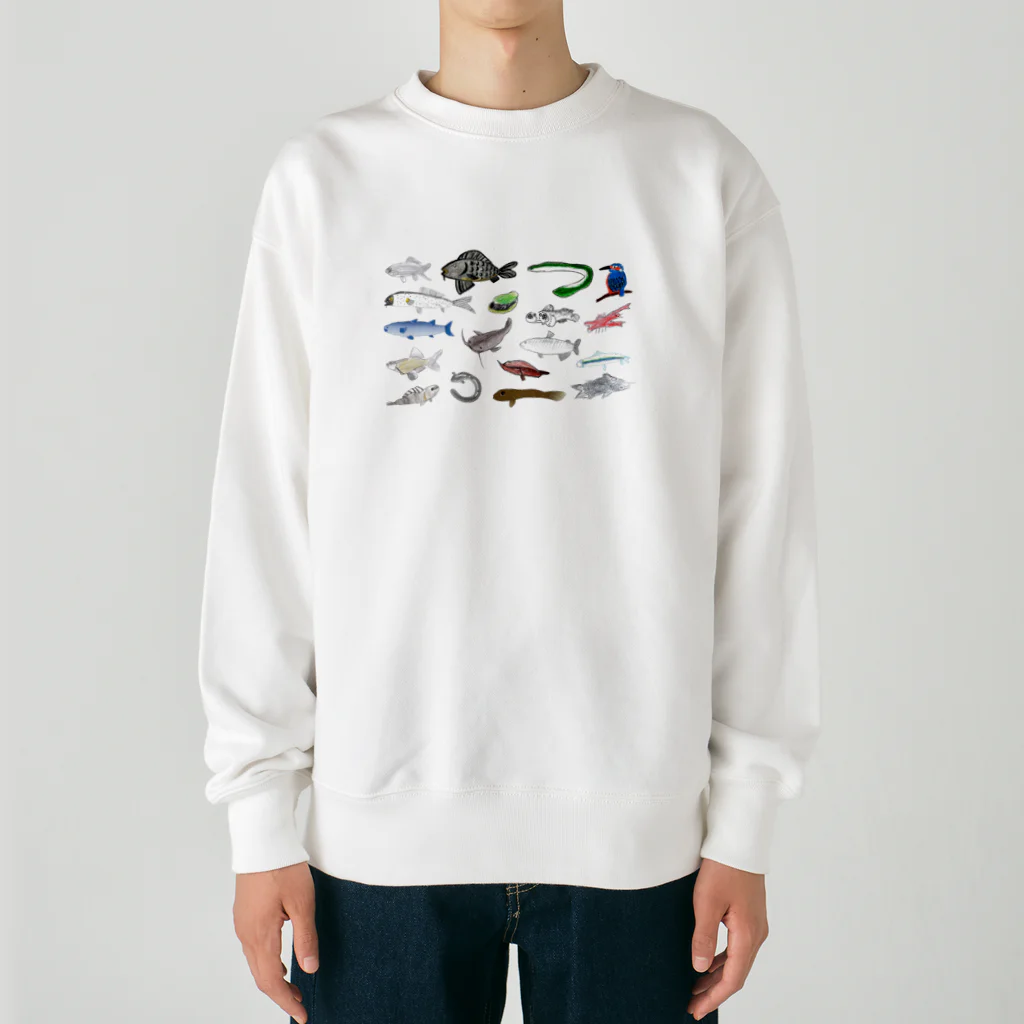 kasumigauraACのみんなで描いた霞ヶ浦の生き物 Heavyweight Crew Neck Sweatshirt