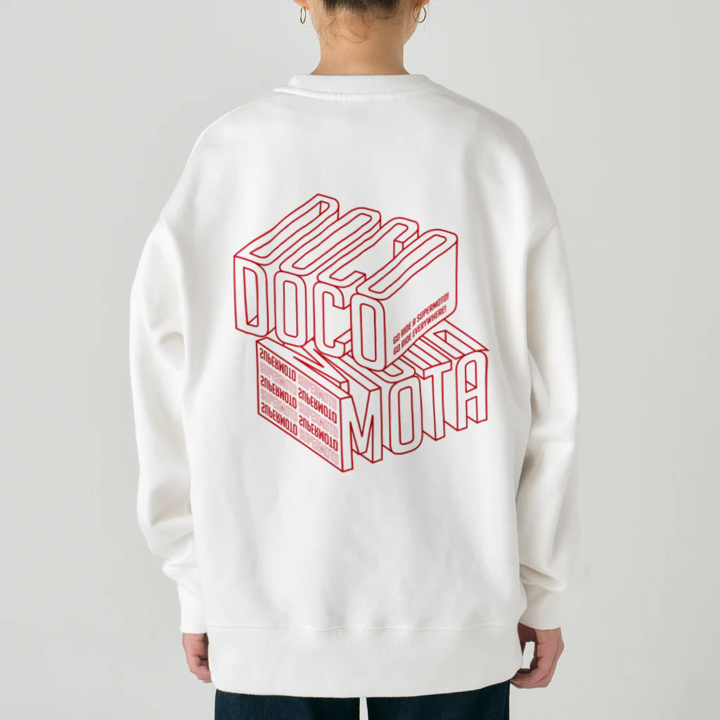 ドコデモモタード*DOCOMOTAのBack:3D DOCOMOTA  F:DCMT Logo レッド Heavyweight Crew Neck Sweatshirt