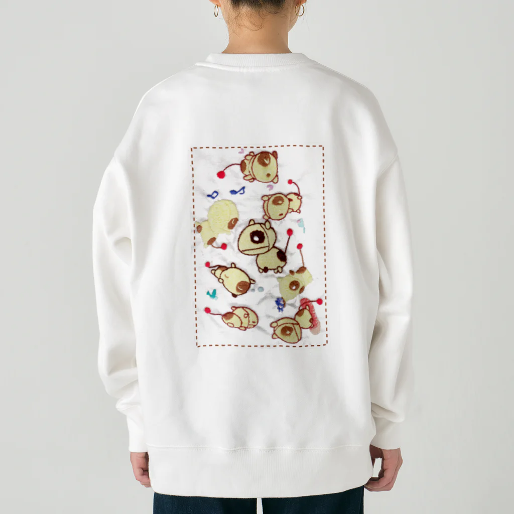 星屑の街の刺繍のマスコット「もち」 Heavyweight Crew Neck Sweatshirt