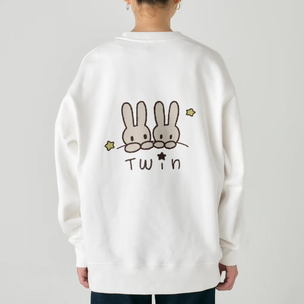 多胎児応援し隊の双子うさぎ Heavyweight Crew Neck Sweatshirt