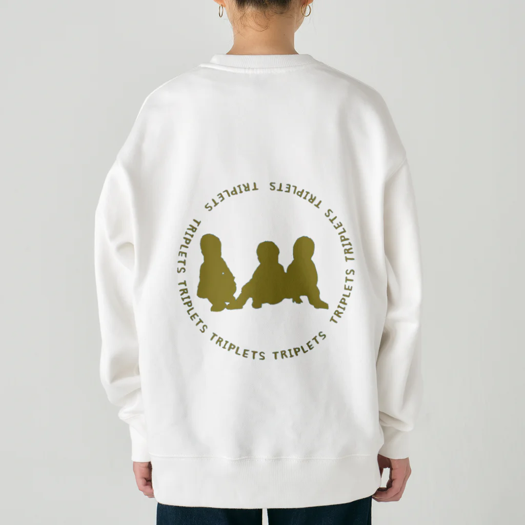 多胎児応援し隊の背中3つ子 十四松カラー Heavyweight Crew Neck Sweatshirt