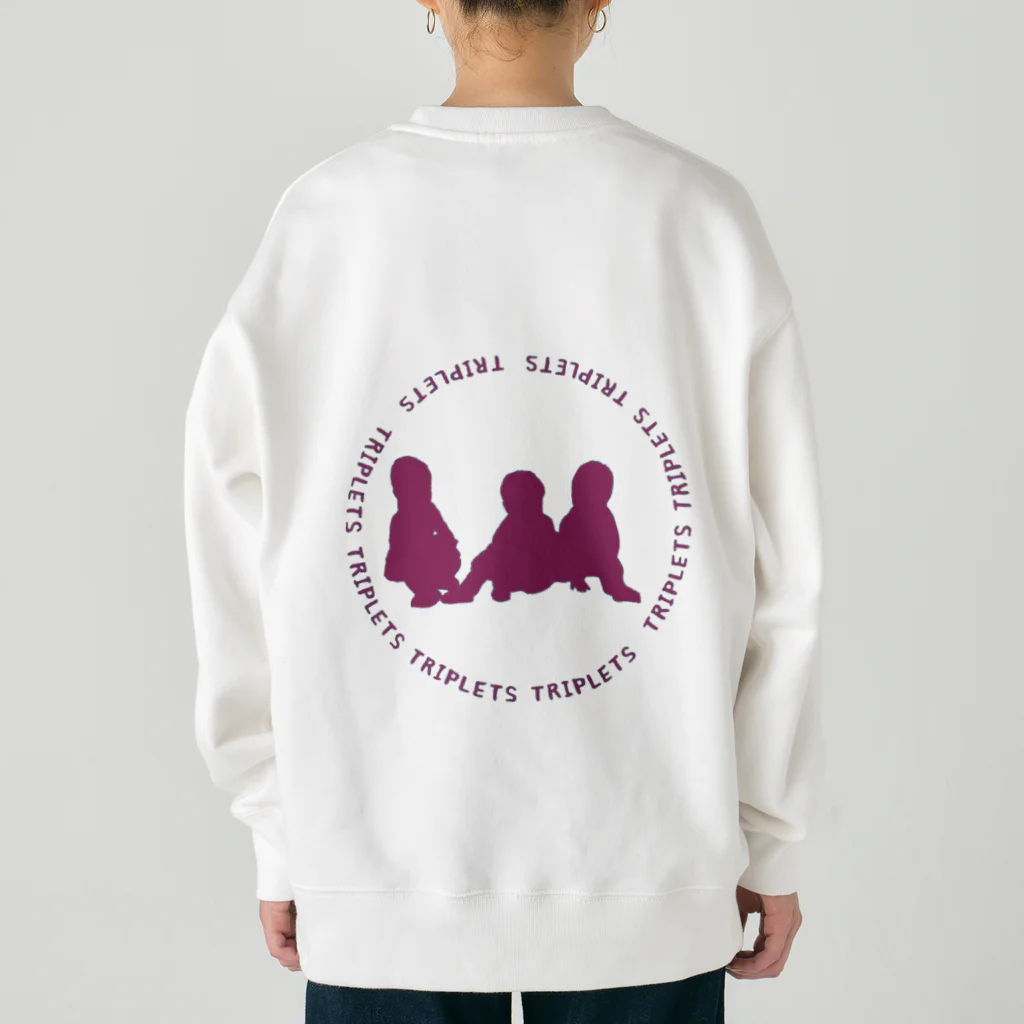 多胎児応援し隊の背中3つ子 おそ松カラー Heavyweight Crew Neck Sweatshirt