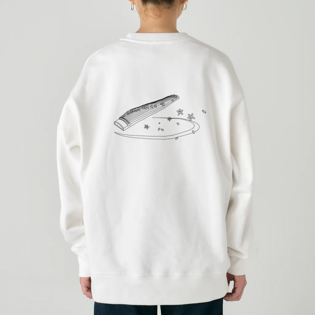 箏譜職人 織姫の箏と桜（黒線） Heavyweight Crew Neck Sweatshirt