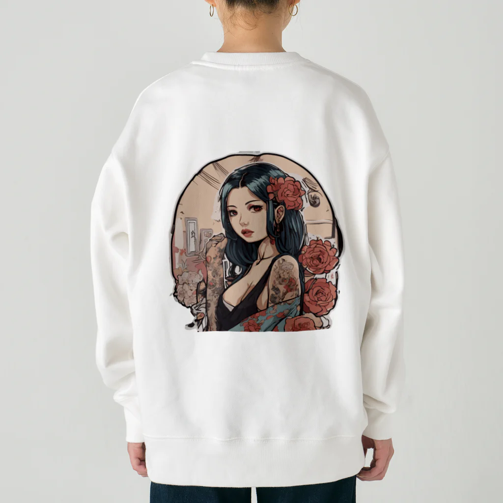 streetsnapの可愛いタトゥーだらけの女性、両面プリントスウェット、期間限定 Heavyweight Crew Neck Sweatshirt