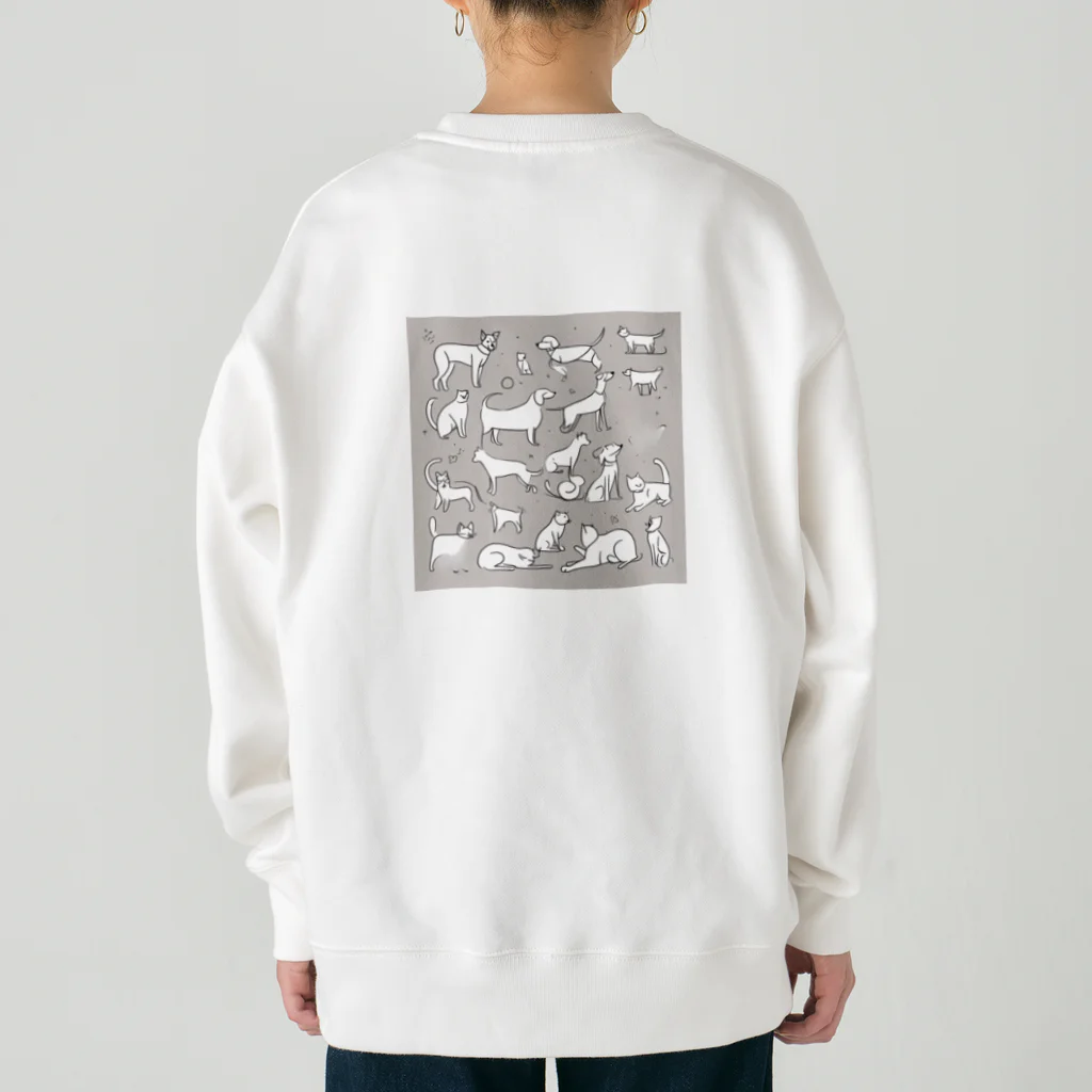 genesis_the_endの犬猫の出会い Heavyweight Crew Neck Sweatshirt