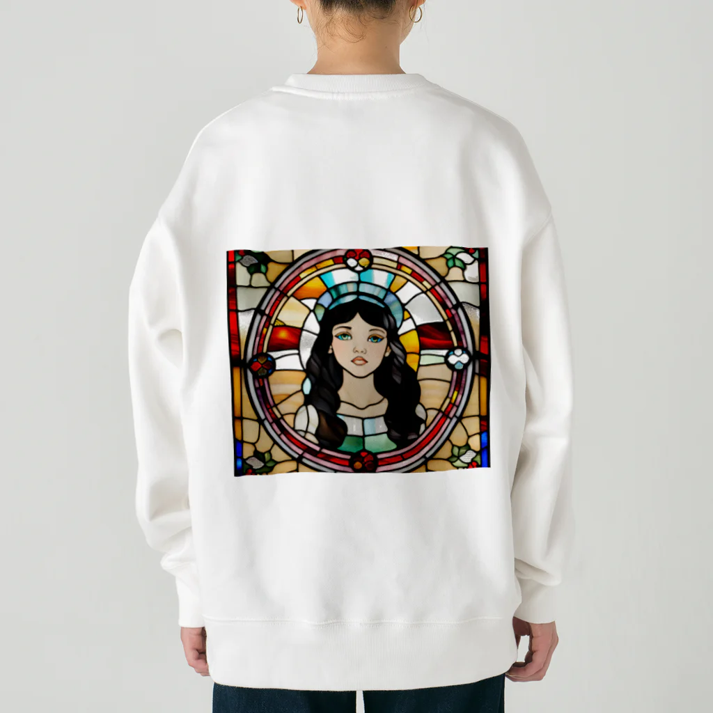 coron72のステンドグラス【黒髪女子】 Heavyweight Crew Neck Sweatshirt