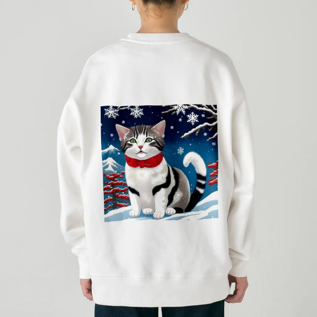 トカゲの猫浮き絵（冬） Heavyweight Crew Neck Sweatshirt