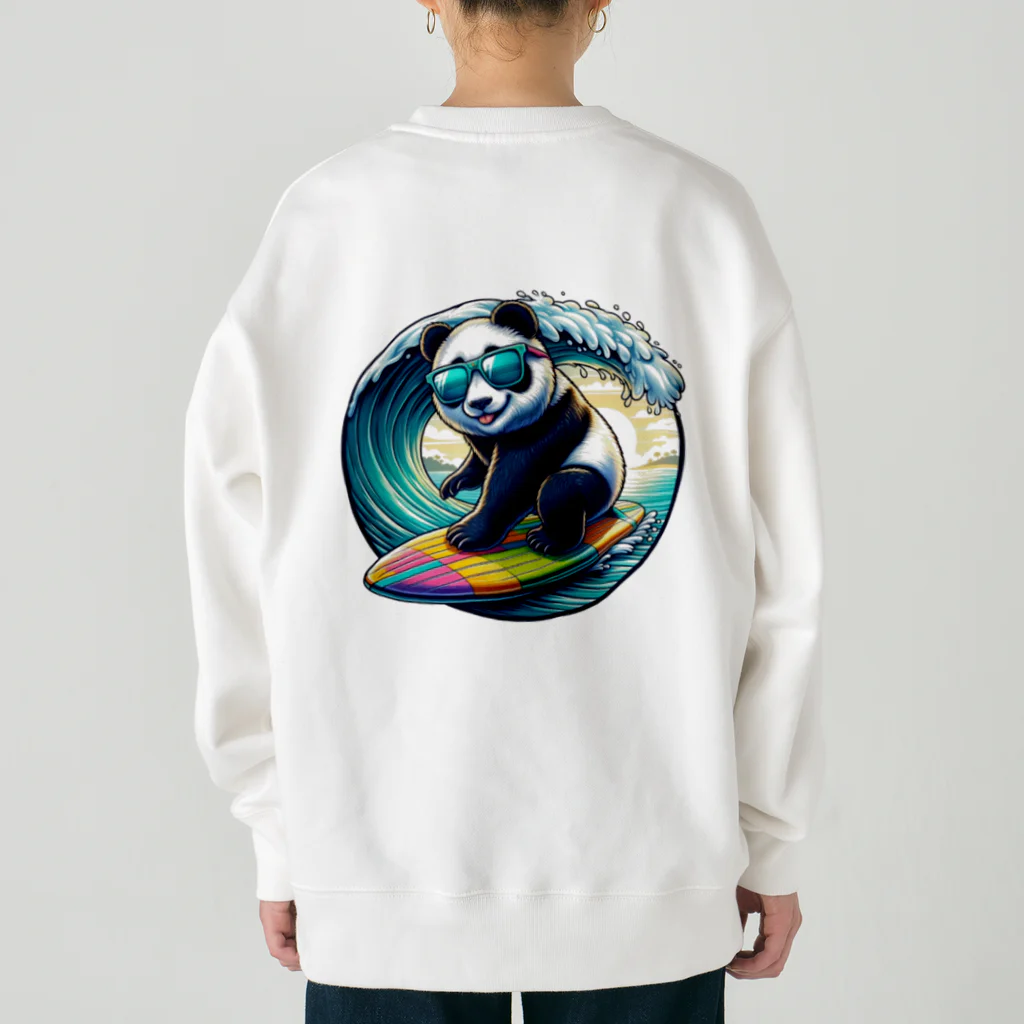 かいわれパンダの世界のBlue SHORELINE サーフパンダ Heavyweight Crew Neck Sweatshirt