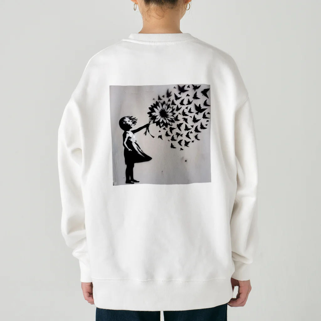 ビンパシーの館の花束でマジックする女の子 Heavyweight Crew Neck Sweatshirt