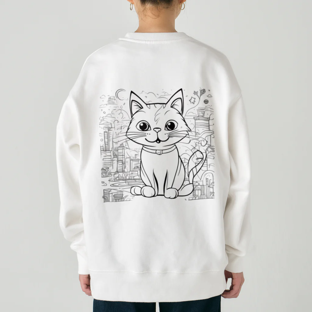 にゃんこーねこの白い猫 Heavyweight Crew Neck Sweatshirt