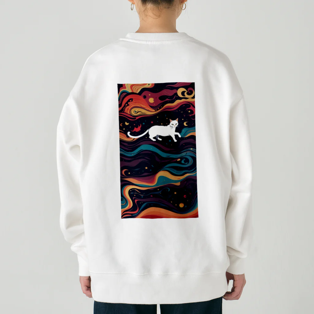 AQUAMETAVERSEの宇宙で遊んでる白猫 アメジスト 2846 Heavyweight Crew Neck Sweatshirt