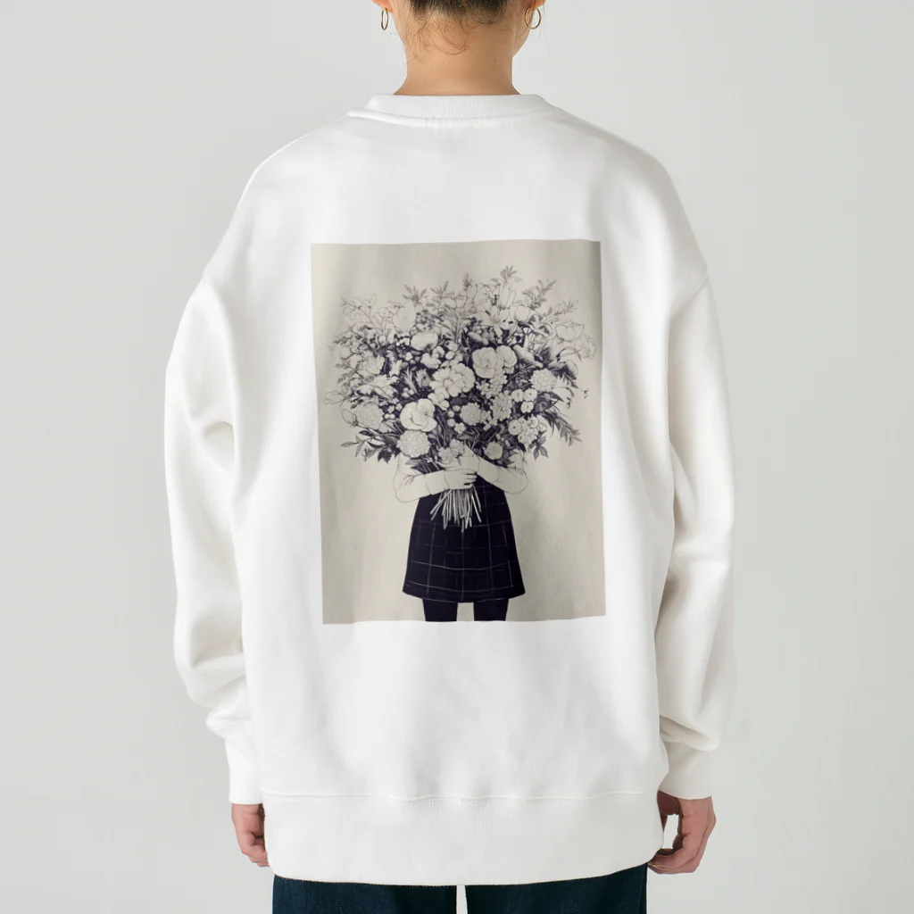 AQUAMETAVERSEの墨絵の様な花束と少女　ラフルール　1859 Heavyweight Crew Neck Sweatshirt