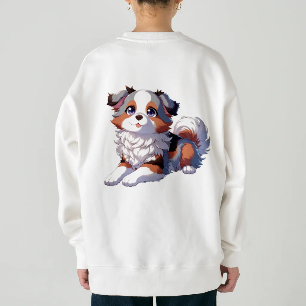 きっとカワイイ何でも図鑑の待っているワンコ Heavyweight Crew Neck Sweatshirt