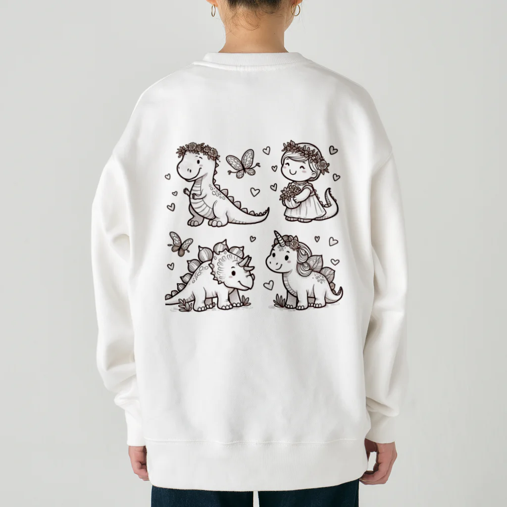 リトルスタイルズ　パパママ&子ども服の仲良し恐竜 Heavyweight Crew Neck Sweatshirt