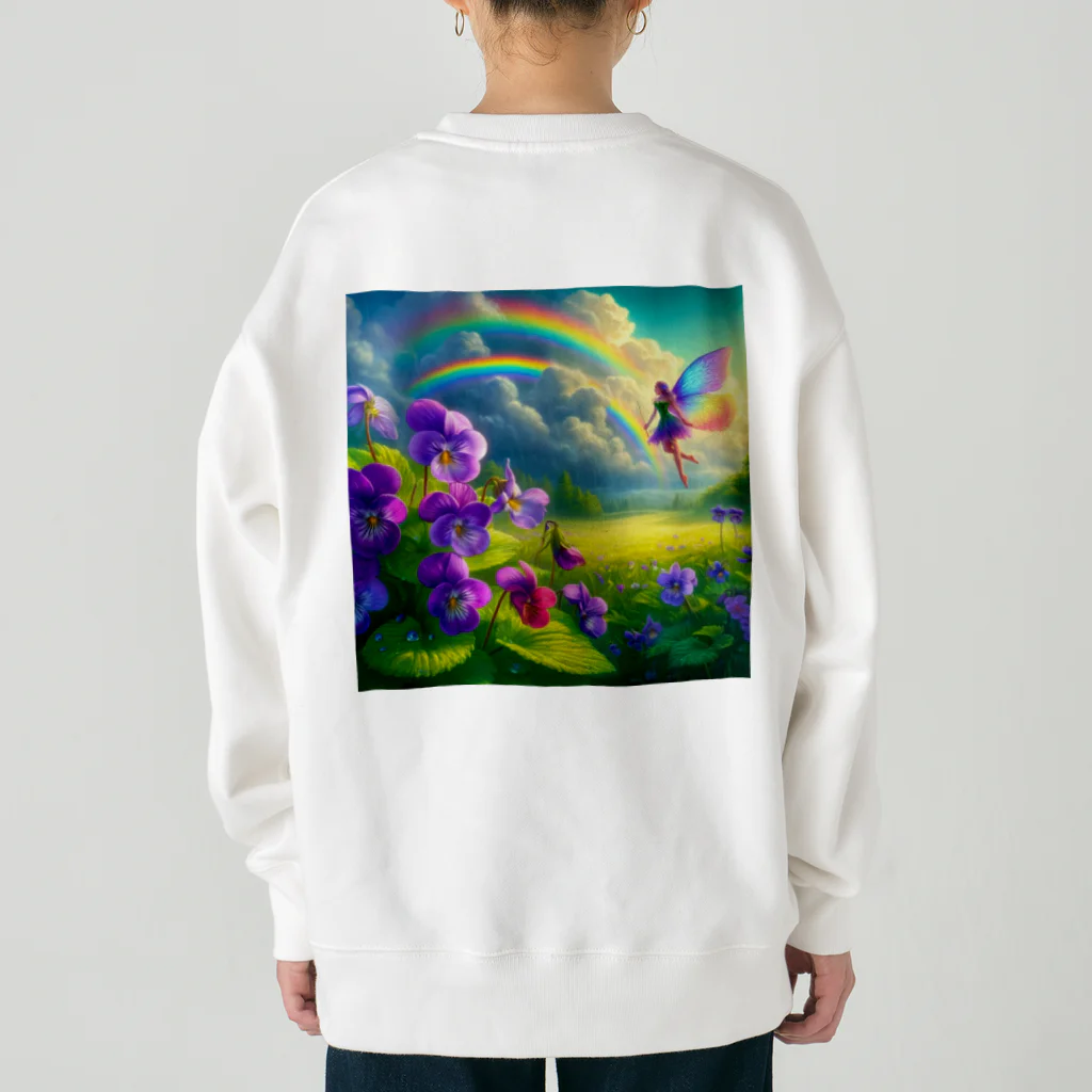 かるるんショップのアヤメと虹と妖精と Heavyweight Crew Neck Sweatshirt