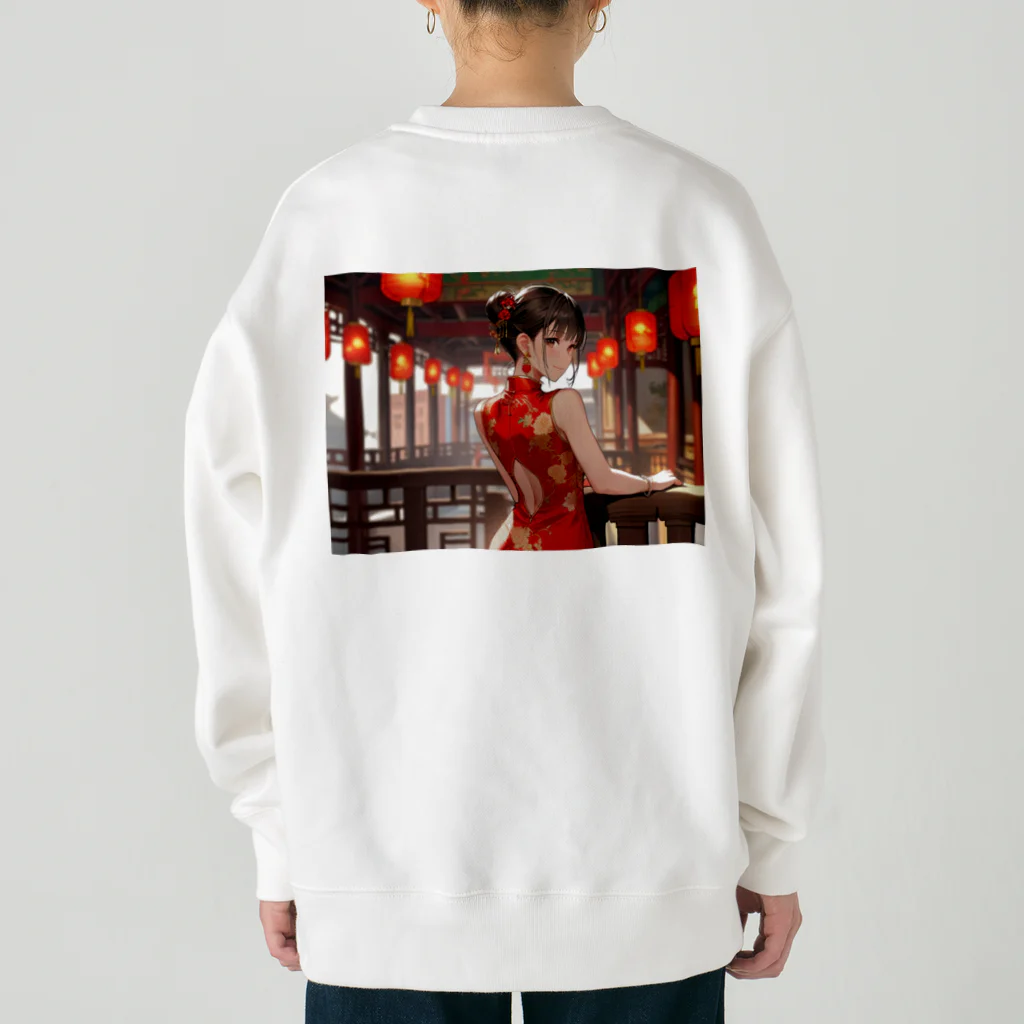 HokutoKenのチャイナ服少女 Heavyweight Crew Neck Sweatshirt