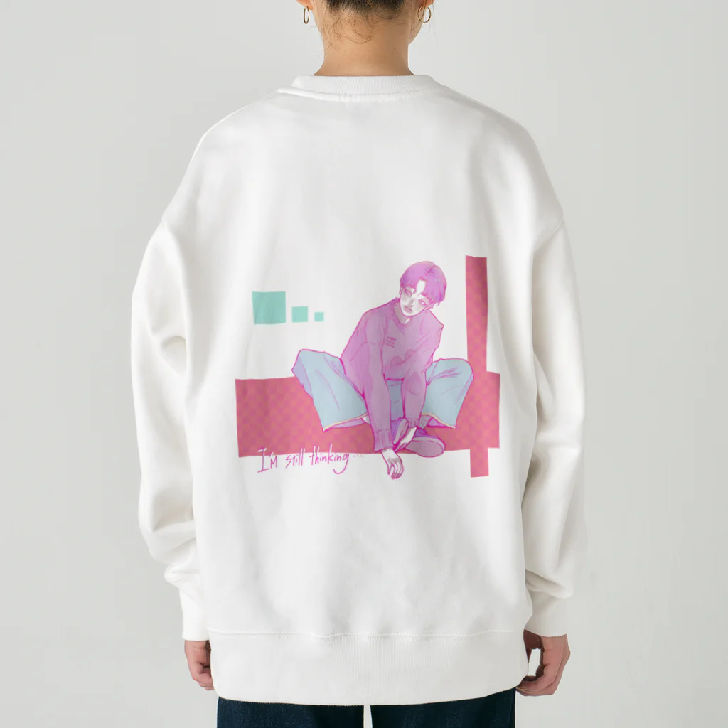 竜胆の花畑の気まぐれ　考え中 Heavyweight Crew Neck Sweatshirt