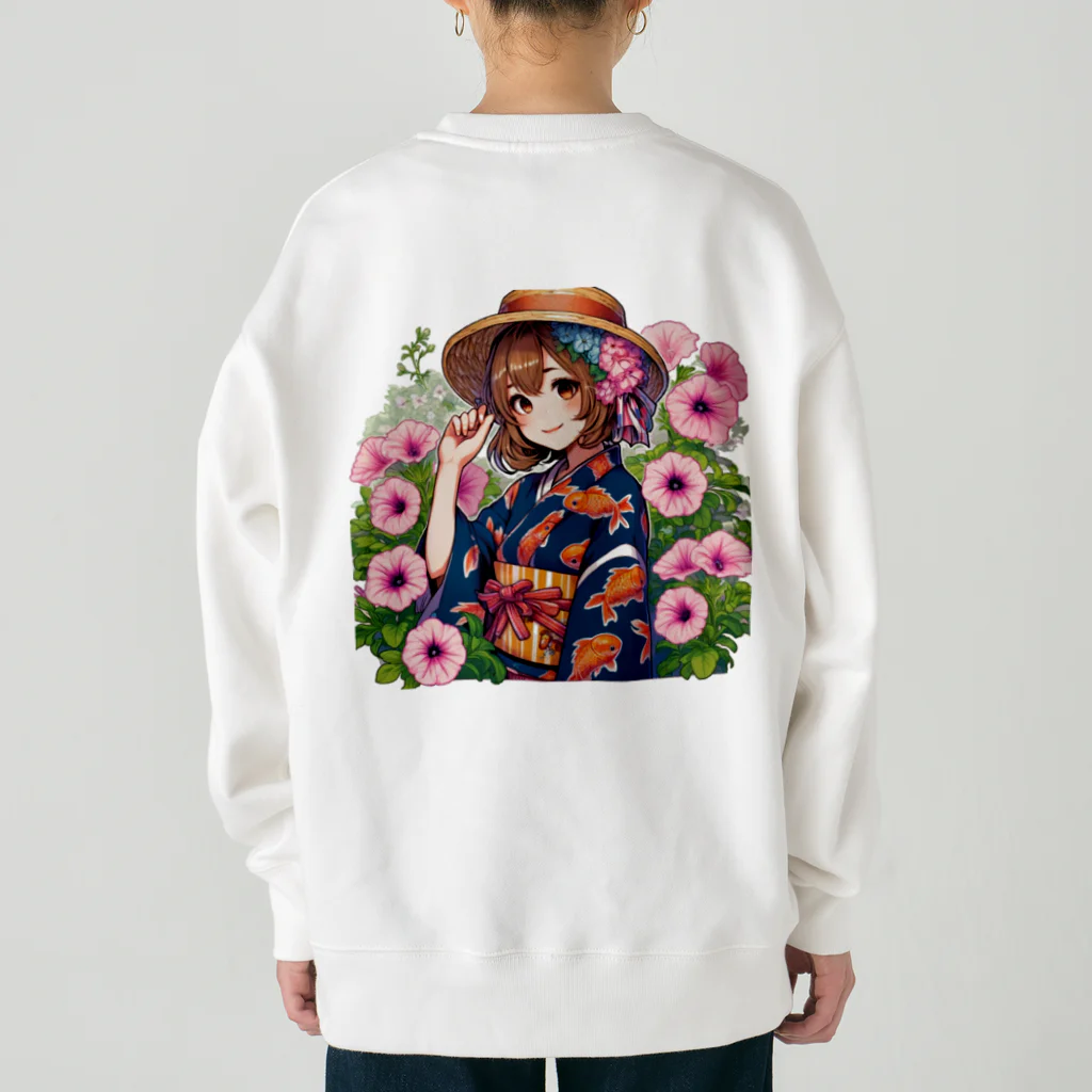 かるるんショップの夏と浴衣と麦わらと Heavyweight Crew Neck Sweatshirt