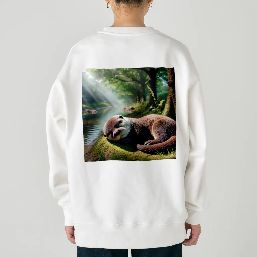 Tunakon_bのお昼寝カワウソ Heavyweight Crew Neck Sweatshirt