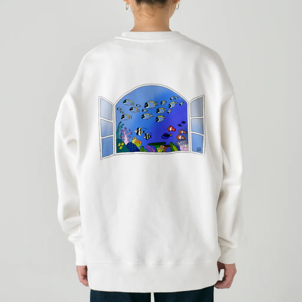 栗坊屋のパウダーブルーが泳ぐ海 Heavyweight Crew Neck Sweatshirt