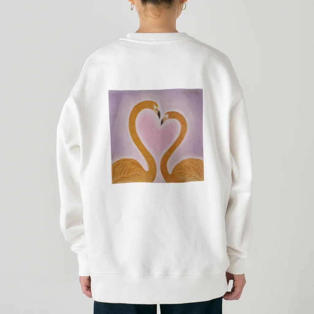 仁音-ninon-絵言葉のフラミンゴのフランソワとフランソワーズ Heavyweight Crew Neck Sweatshirt