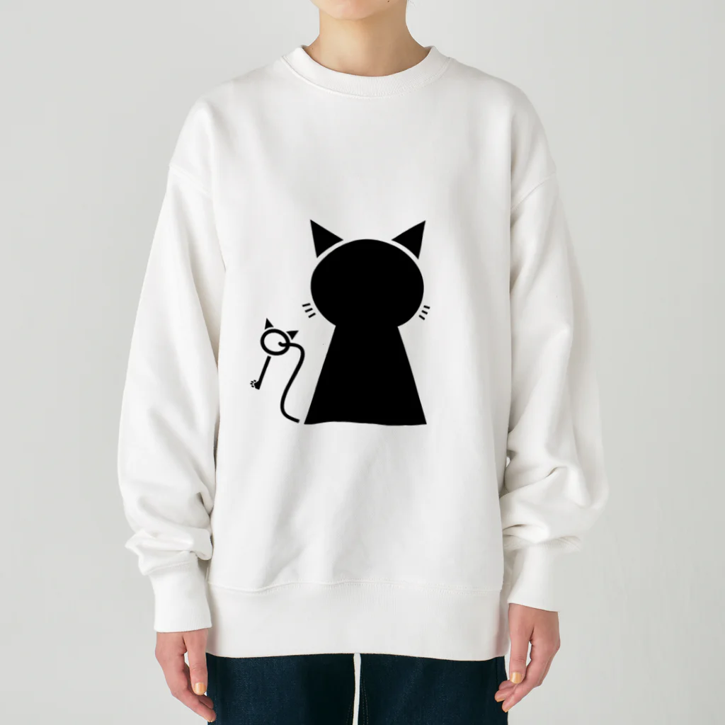 無水屋の鍵穴っぽい猫 (黒猫) Heavyweight Crew Neck Sweatshirt