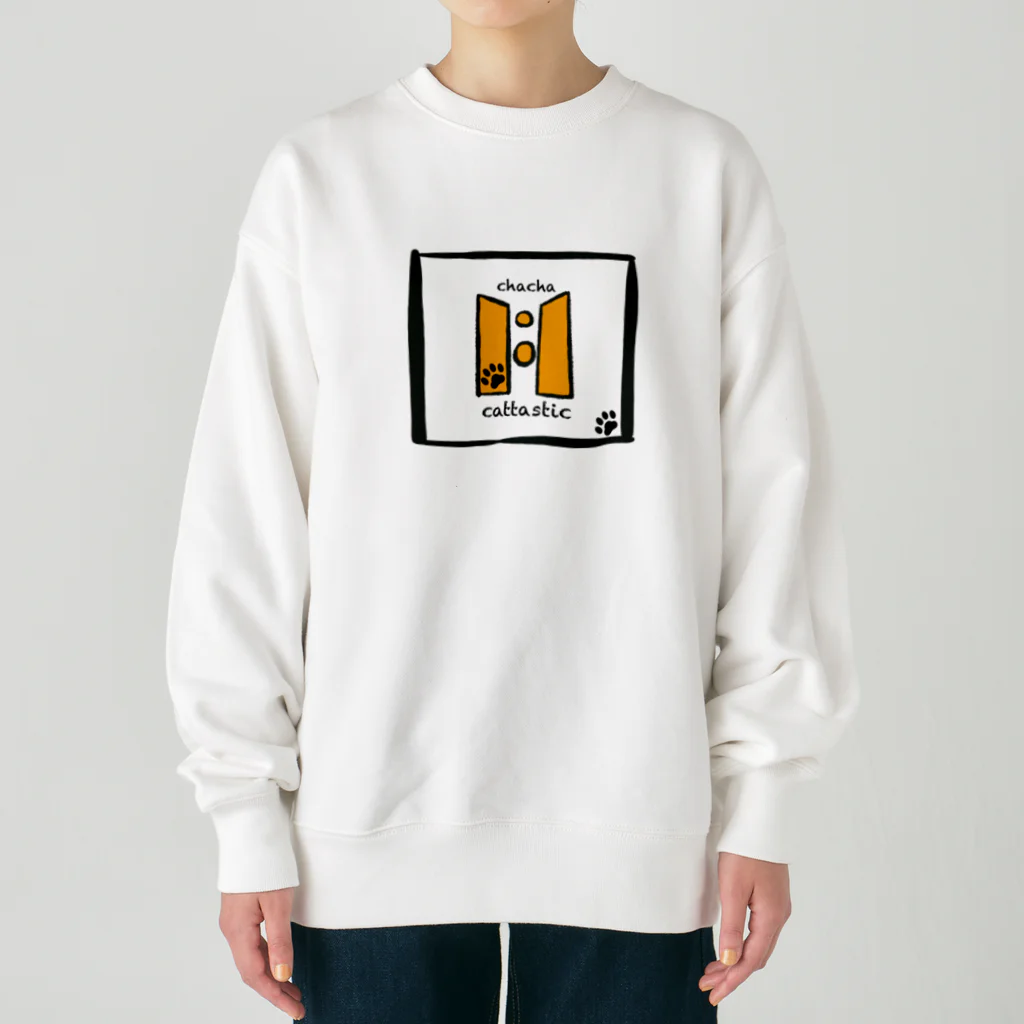 チャチャちゃんのチャチャちゃん（茶色角、擦れなし） Heavyweight Crew Neck Sweatshirt