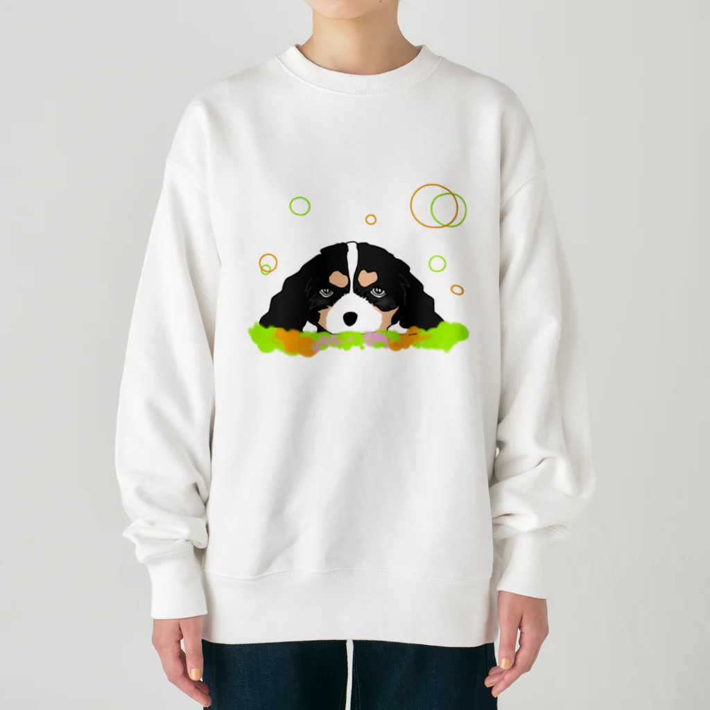 greetenのキャバリアトライカラー癒し犬 Heavyweight Crew Neck Sweatshirt