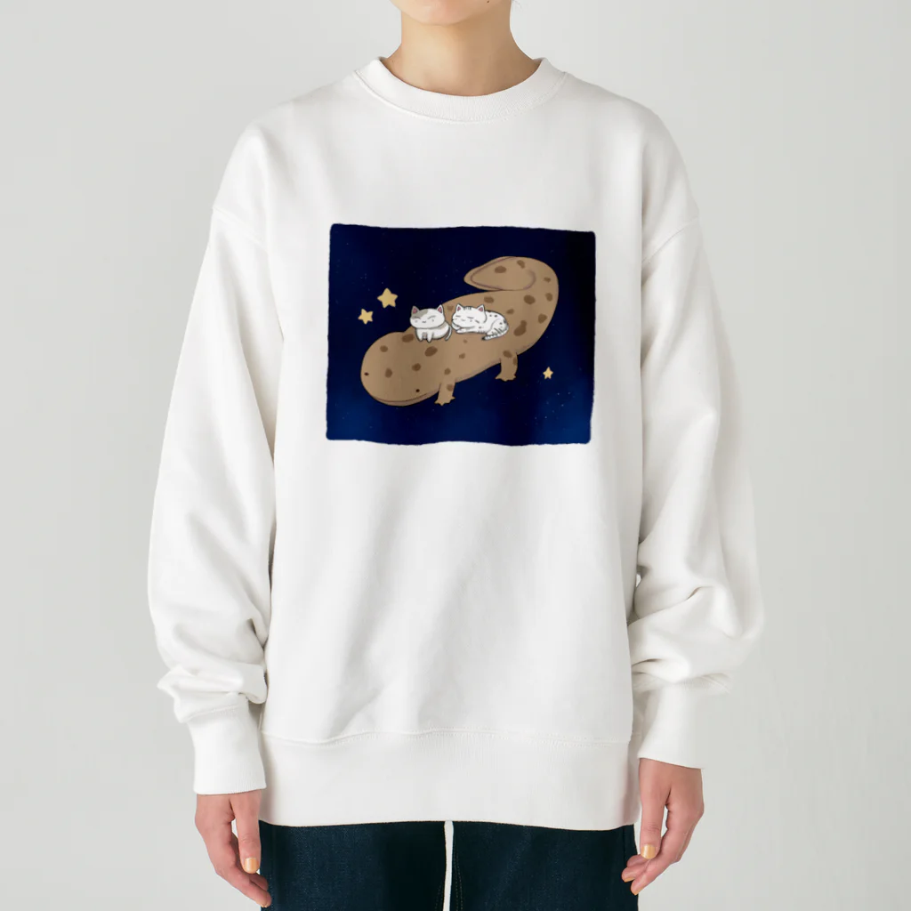 いろはにゃんこ堂のオオサンショウウオとちびにゃんず Heavyweight Crew Neck Sweatshirt