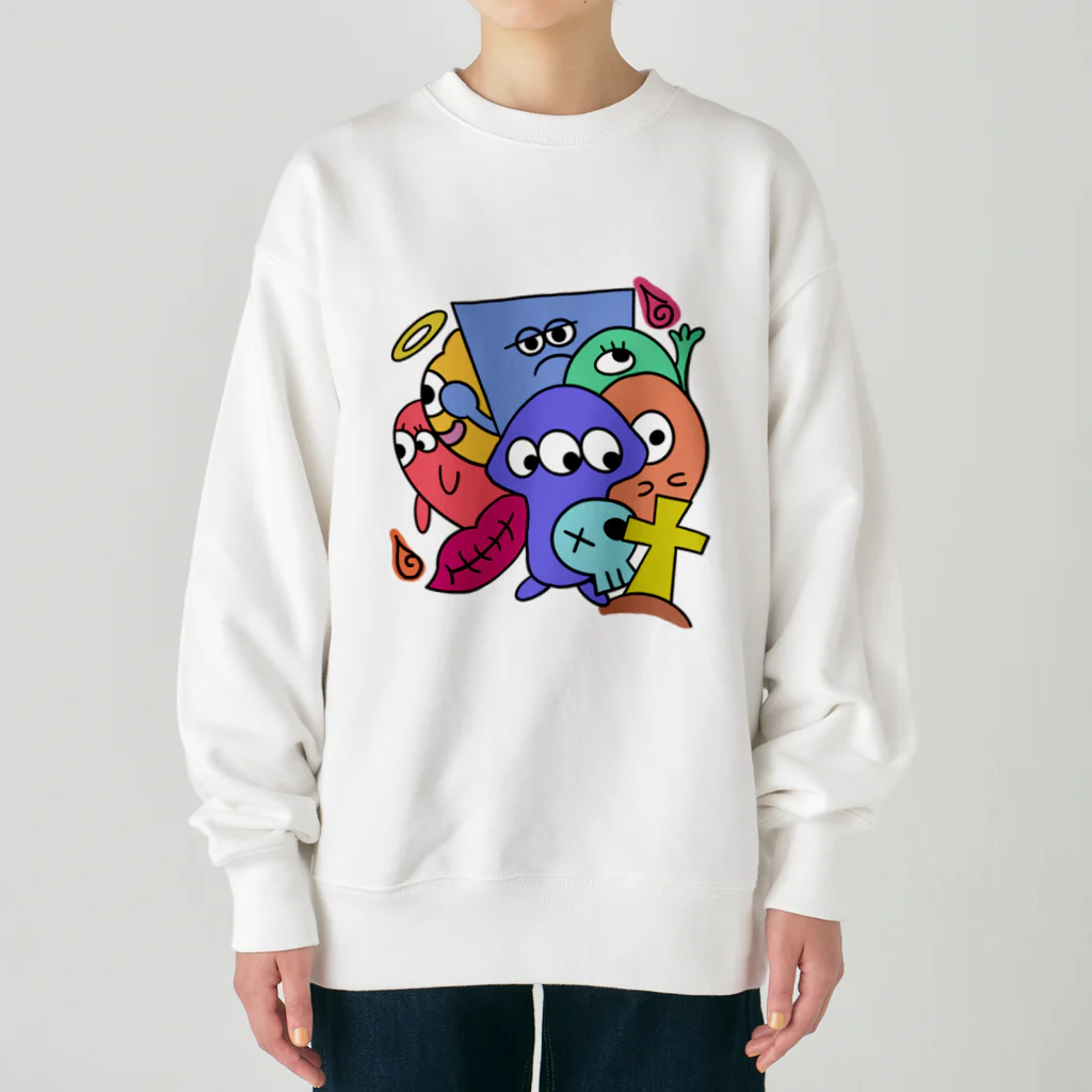 おはる屋さんのカラフルなおばけ達 Heavyweight Crew Neck Sweatshirt