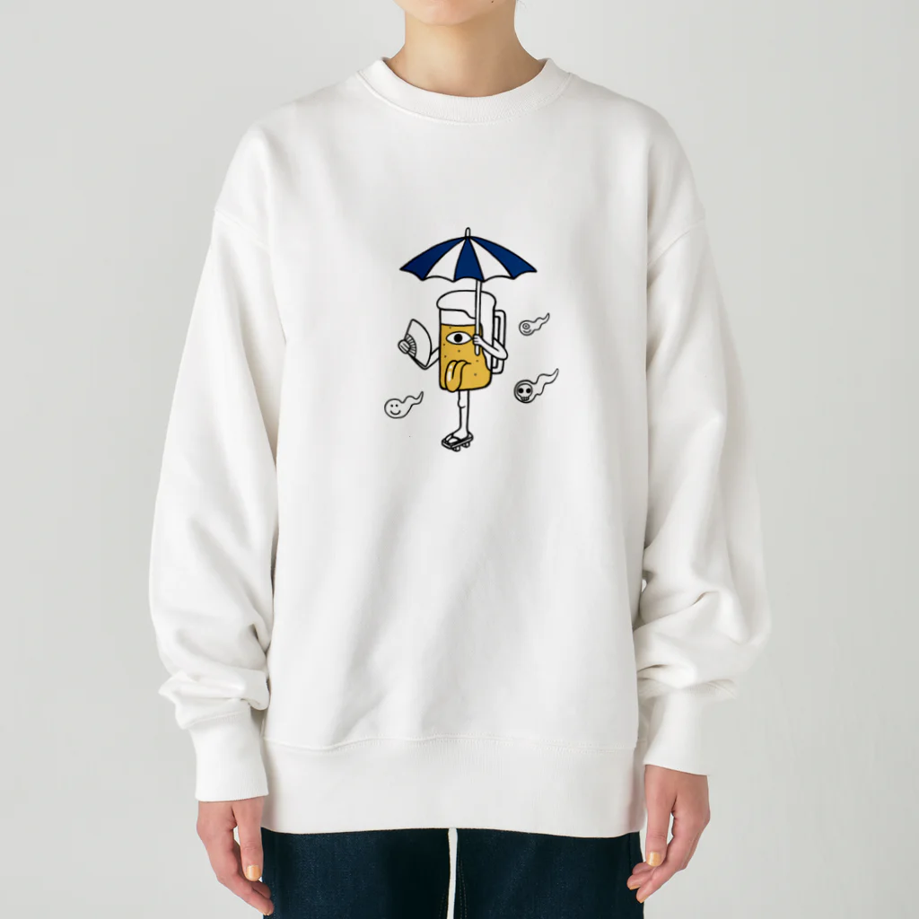 リュウラクドウの唐傘ビールお化け Heavyweight Crew Neck Sweatshirt