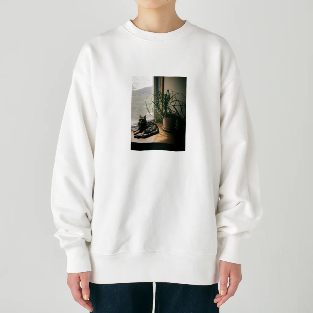 毎日ころりんの猫の写ルンです Heavyweight Crew Neck Sweatshirt