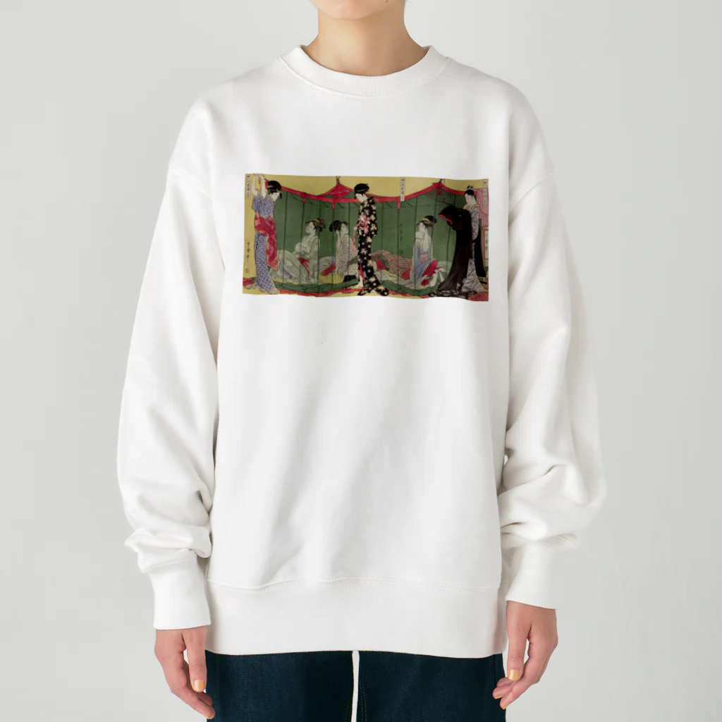 寿めでたや(ukiyoe)の日本画　浮世絵　喜多川歌麿_婦人泊り客の図 Heavyweight Crew Neck Sweatshirt