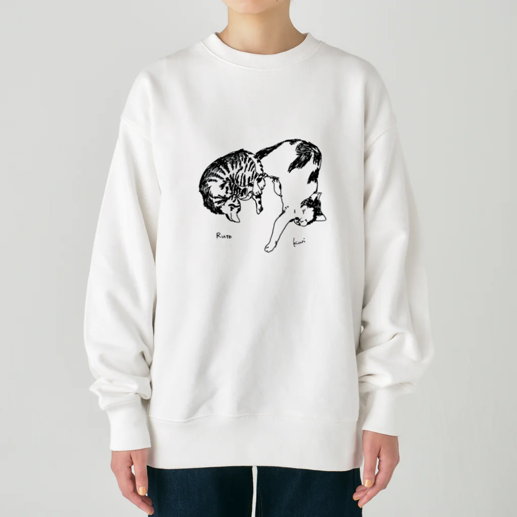 ツナとネコマのRUTO KURIイラストVer Heavyweight Crew Neck Sweatshirt