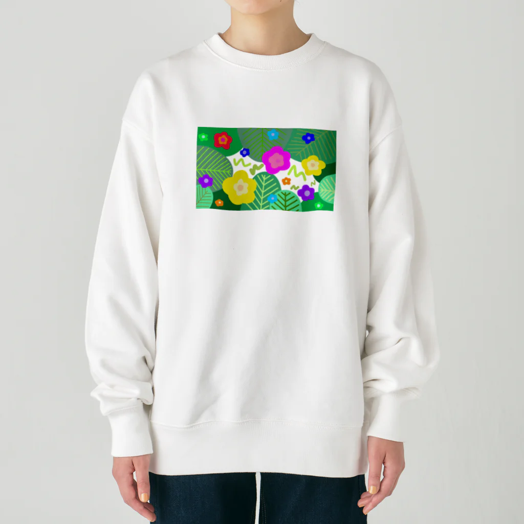 うにぽっぷこーんの観葉植物とお花 Heavyweight Crew Neck Sweatshirt