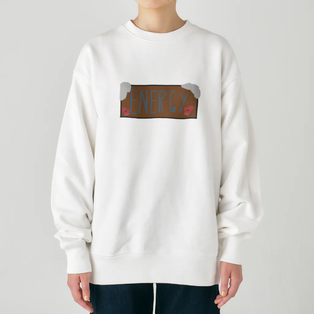 カエルが好きな人のお店の寒い朝のエネルギー Heavyweight Crew Neck Sweatshirt