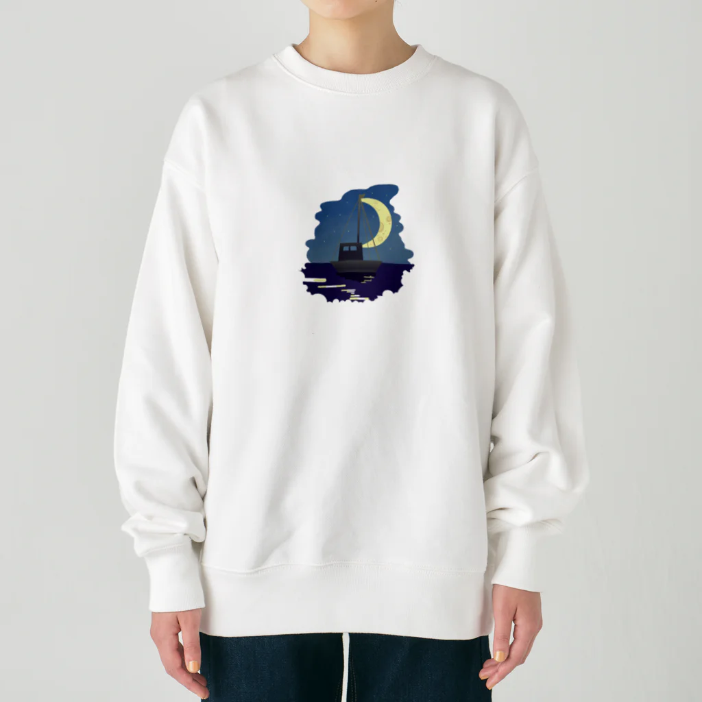 虎笑鬼　まうの月夜のヨット Heavyweight Crew Neck Sweatshirt