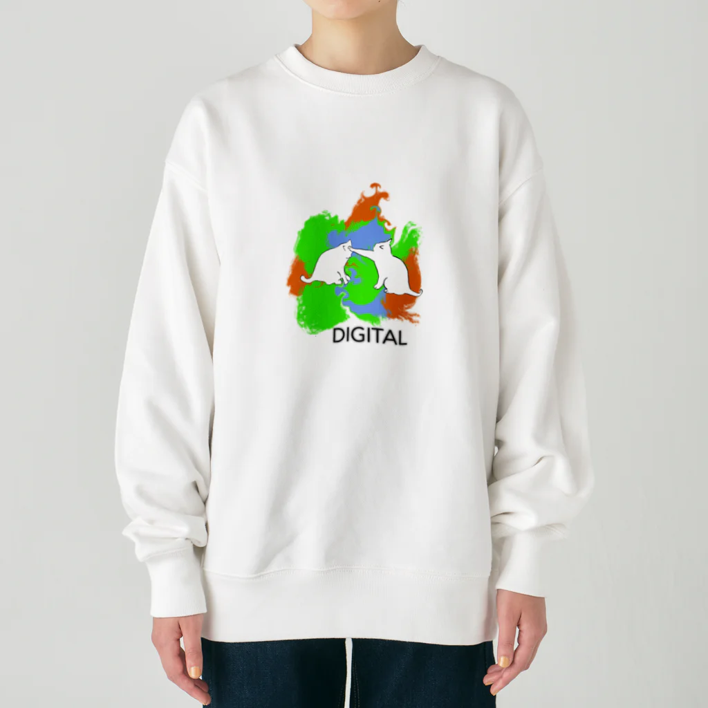 世界中の 『可愛い』を集めましたのデジタルネコ Heavyweight Crew Neck Sweatshirt