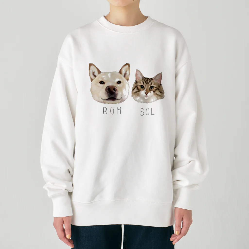 みきぞーん｜保護猫 ミッキー画伯と肉球とおともだちのrom & sol Heavyweight Crew Neck Sweatshirt