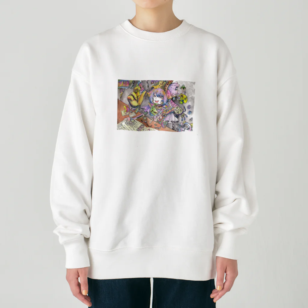 春のたけのこのメカメカ女の子 Heavyweight Crew Neck Sweatshirt