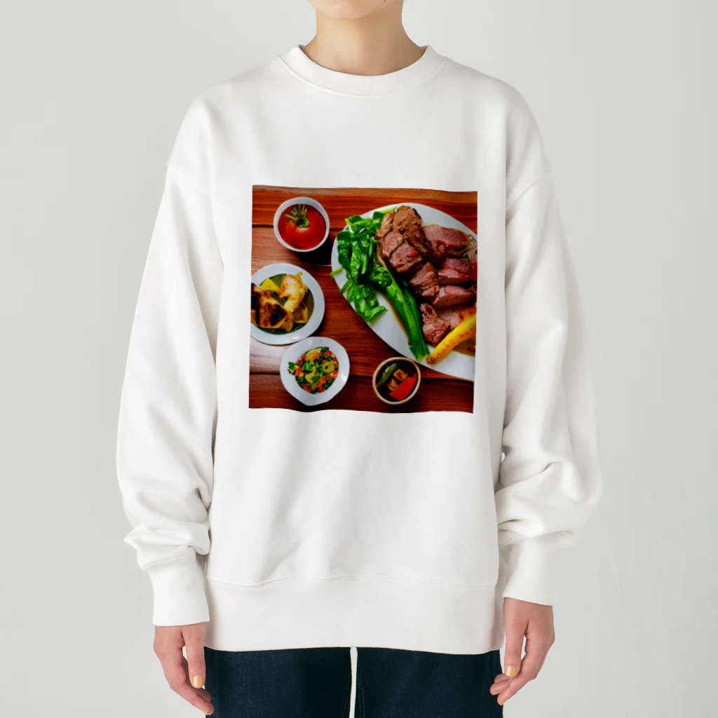 イラストTシャツ【ULTIMATE】の焼肉定食さん Heavyweight Crew Neck Sweatshirt