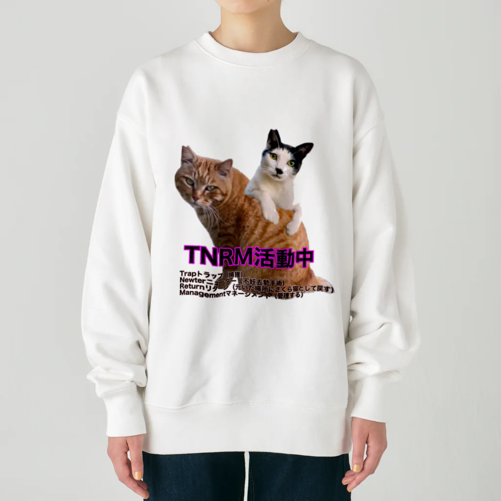 Dede's Furriendsのさくら猫チャンミーとココロ Heavyweight Crew Neck Sweatshirt