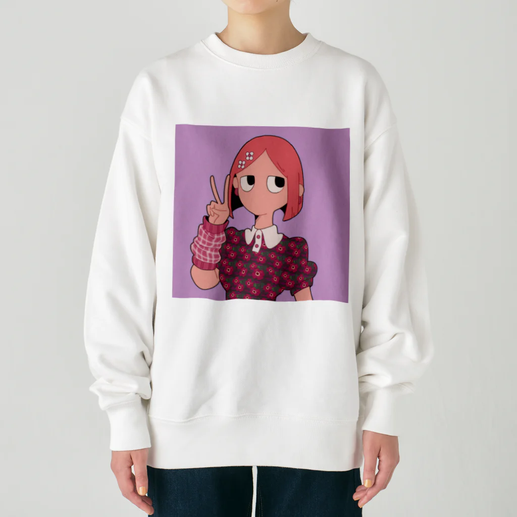 あきたえりの『ピース』(ピンクver.) Heavyweight Crew Neck Sweatshirt